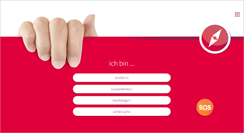 Frageformular fr die Kontaktaufnahme mit SOS-Button und dem Versprechen: In Notsituationen helfen wir dir sofort weiter.